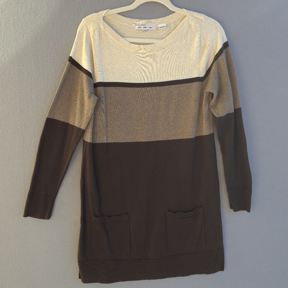 eight eight eight Brown Striped Long Sleeve Sweater Dress Women's size medium